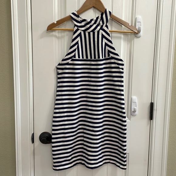 💙BEC & BRIDGE navy stripe halter style mini  dress.  6 - Picture 2 of 5